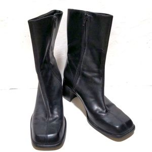 Bruno Valenti Black Leather Square Toe Boots